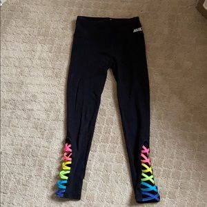 black and multicolored leggings